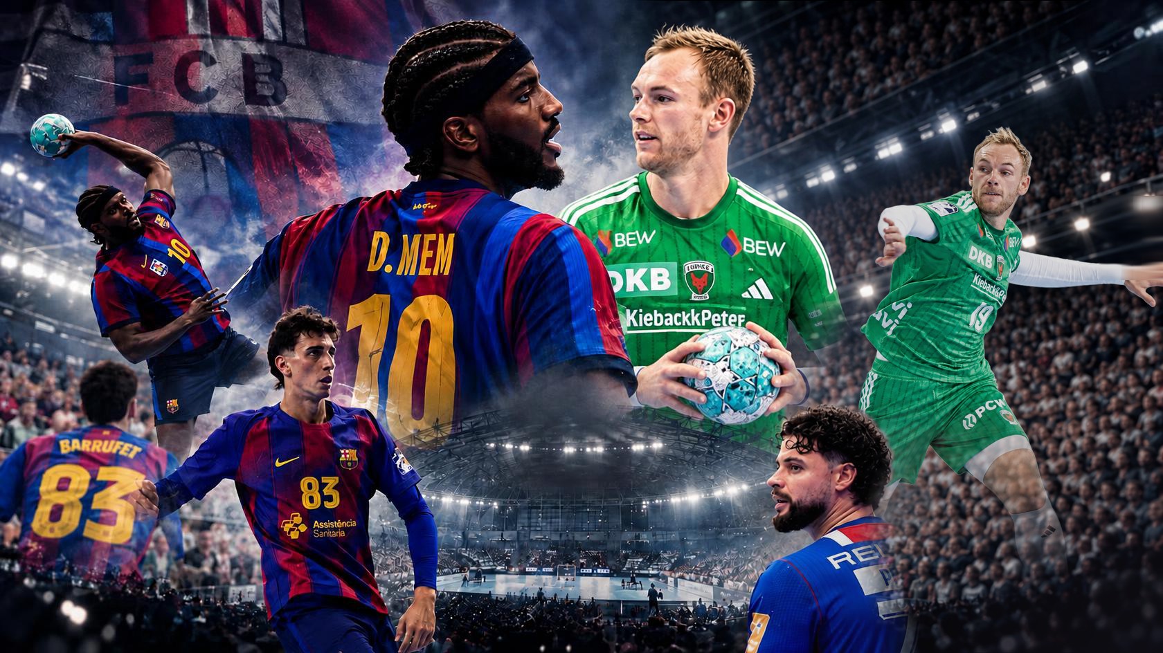 Spieler des FC Barcelona und der Füchse Berlin in Aktion